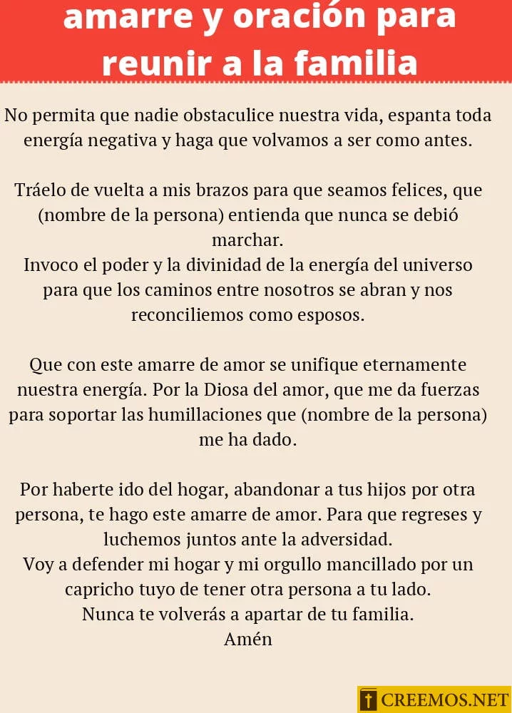 Amarre y oración para reunir a la familia
