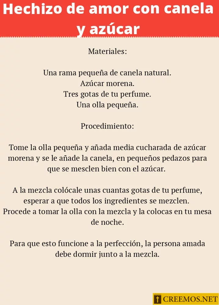 Hechizo de amor con canela y azúcar