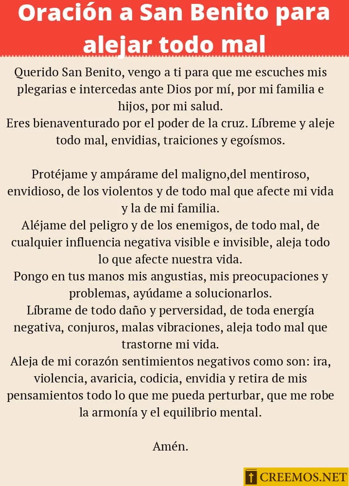 Oración a San Benito para alejar todo mal