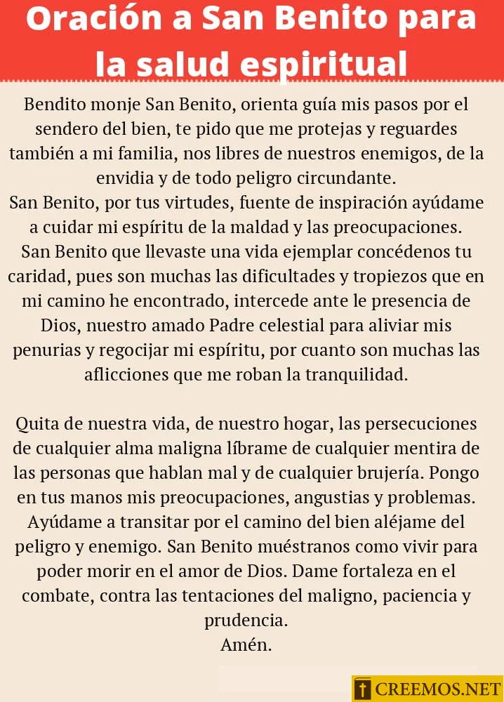 Oración a San Benito para la salud espiritual