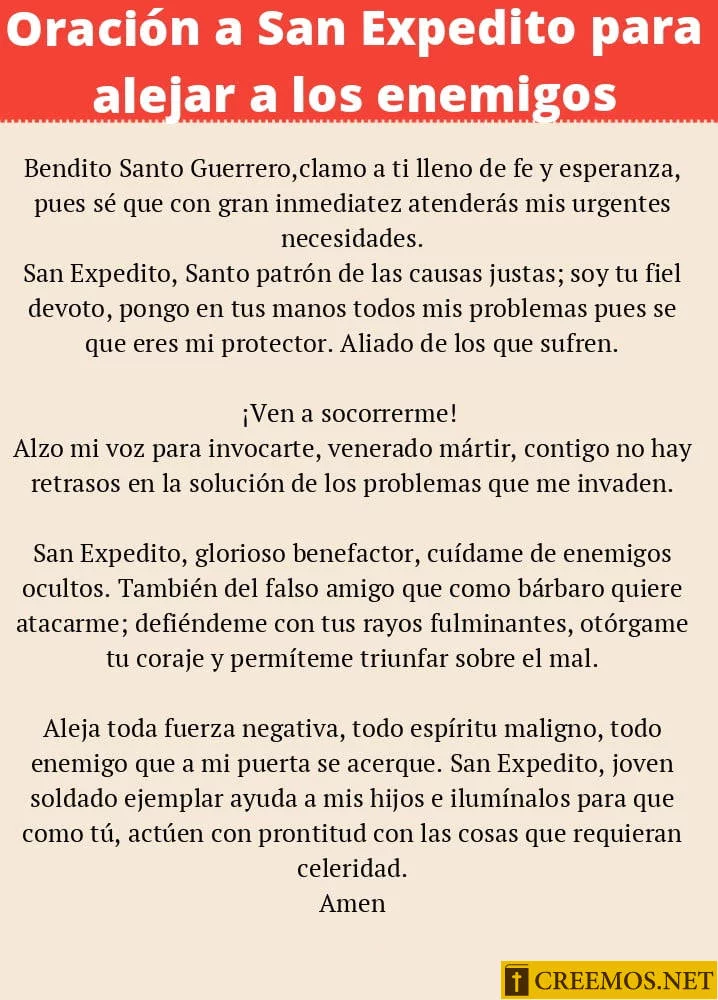 Oración a San Expedito para alejar a los enemigos