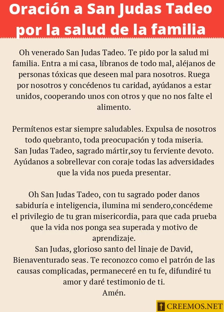 Oración a San Judas Tadeo por la salud de la familia
