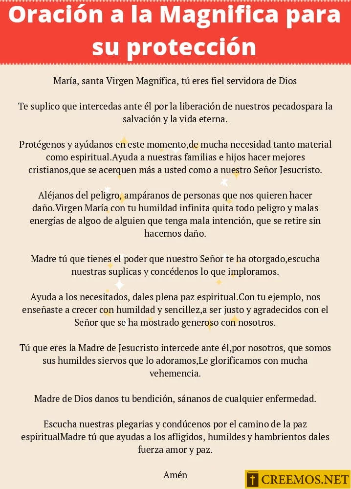 Oración a la Magnífica para su protección