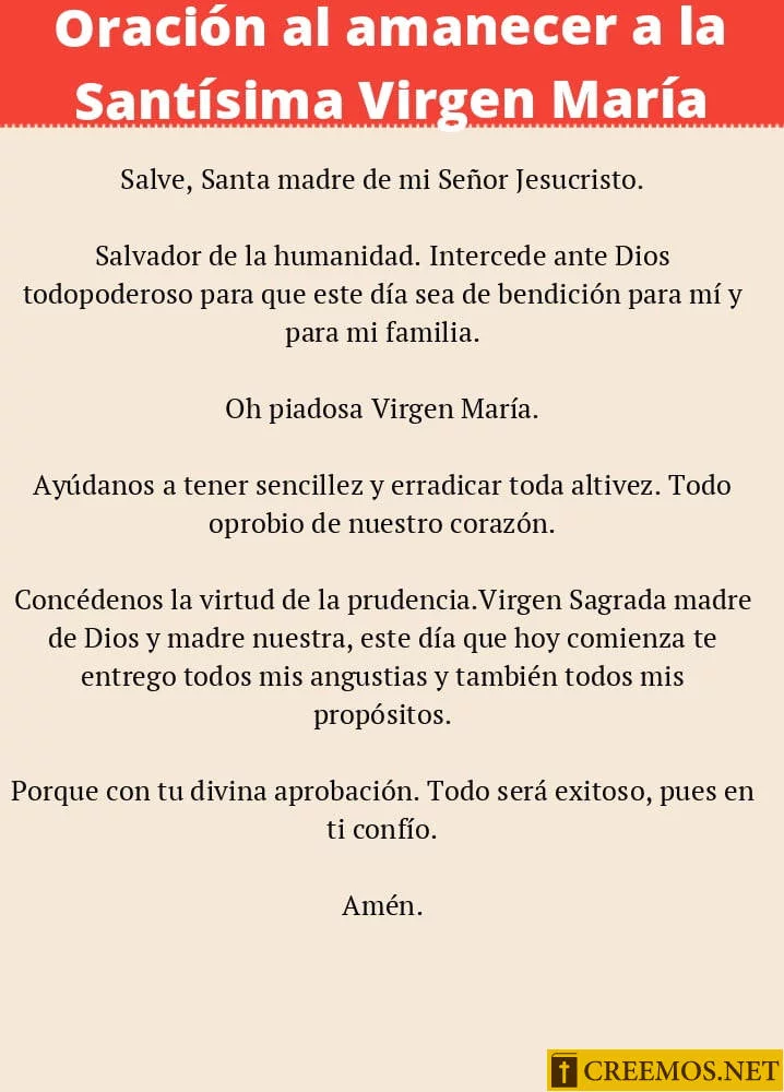 Oración al amanecer a la santísima Virgen María