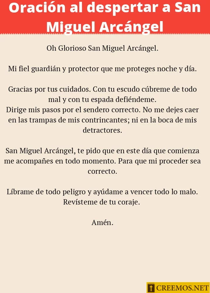 Oración al despertar a San Miguel Arcángel