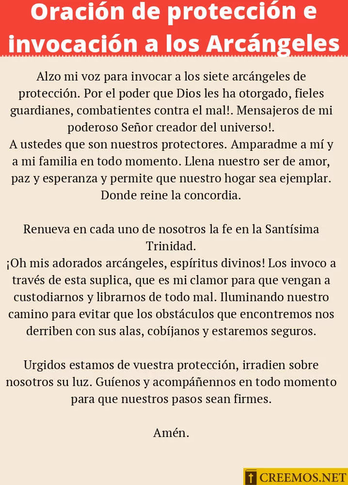 Oración de Protección e Invocación a los Arcángeles