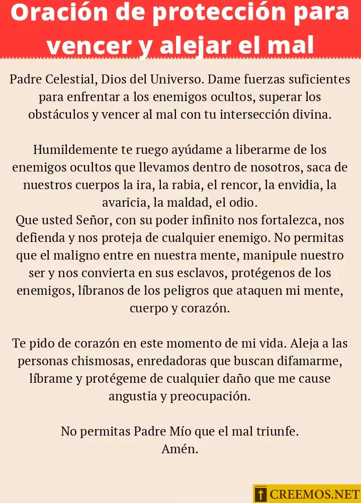 Oración de Protección para Vencer y Alejar el Mal