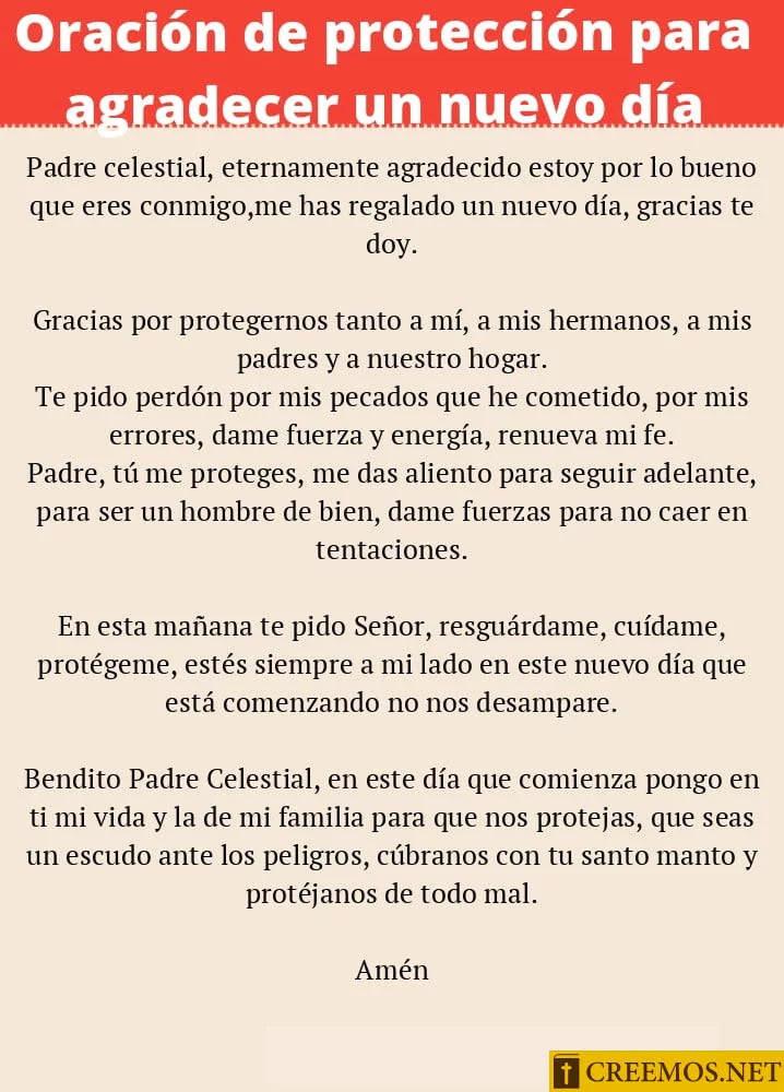 Oración de Protección para agradecer un nuevo día