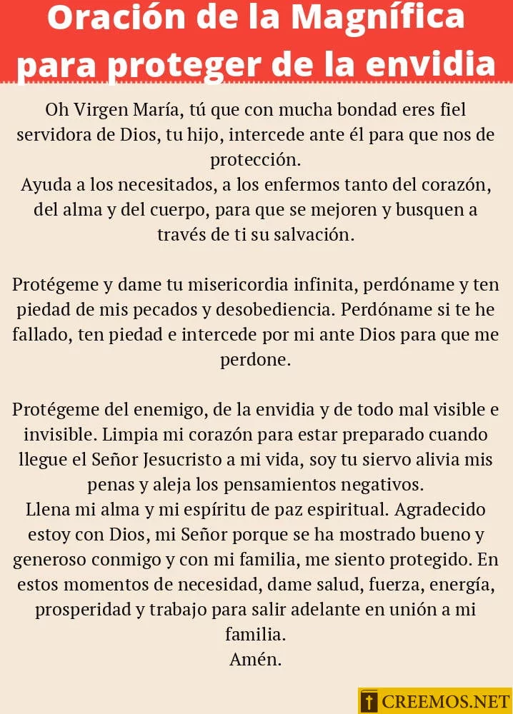 Oración de la Magnífica para proteger de la envidia