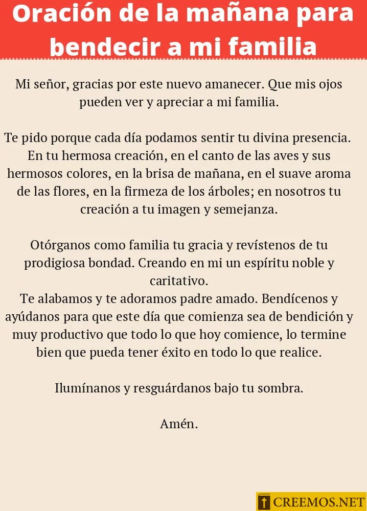 Oración de la mañana para bendecir a mi familia