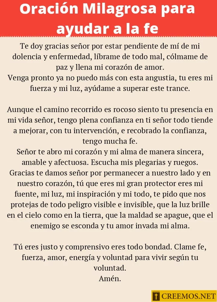 Oración milagrosa para ayudar a la fe