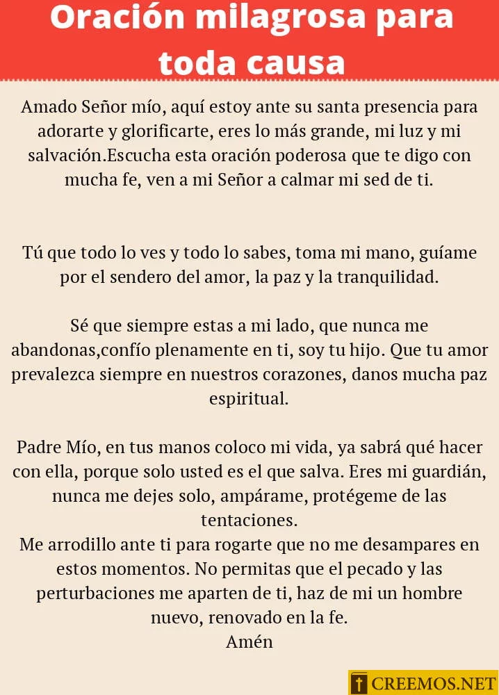 Oración milagrosa para toda causa