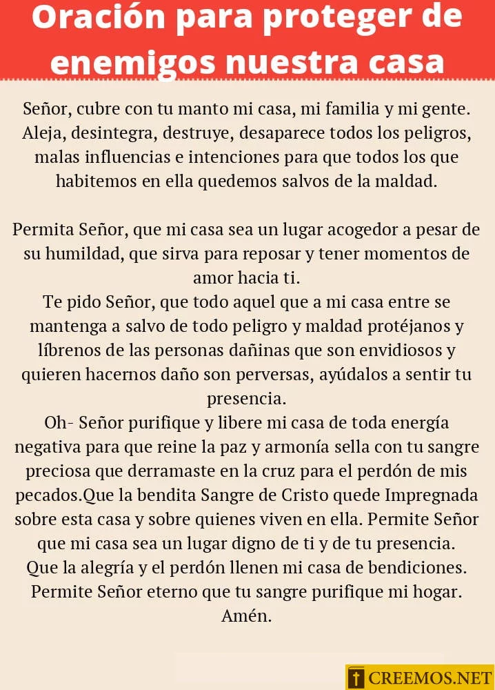 Oración para Proteger de Enemigos Nuestra Casa