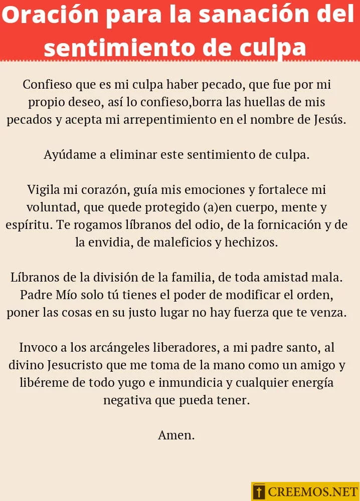Oración para la sanación del sentimiento de culpa