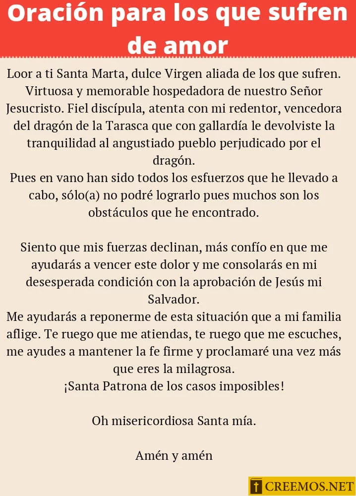 Oración para los que sufren de amor