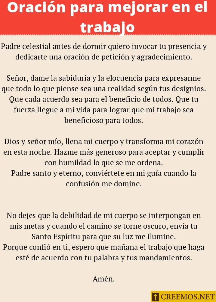 Oración para mejorar en el trabajo