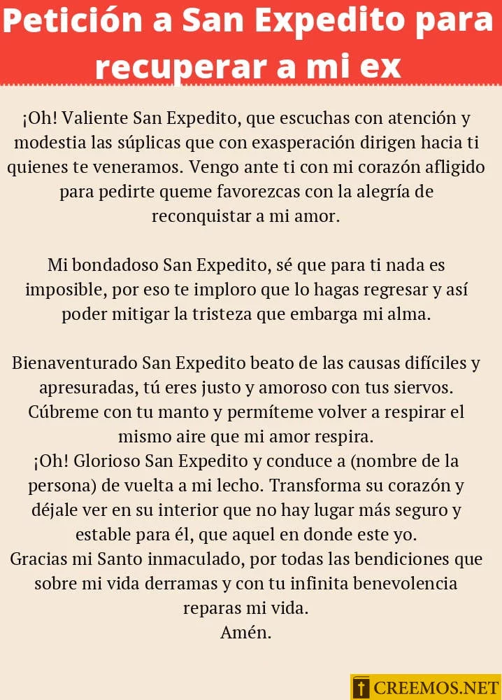 Petición a San Expedito para recuperar a mi ex