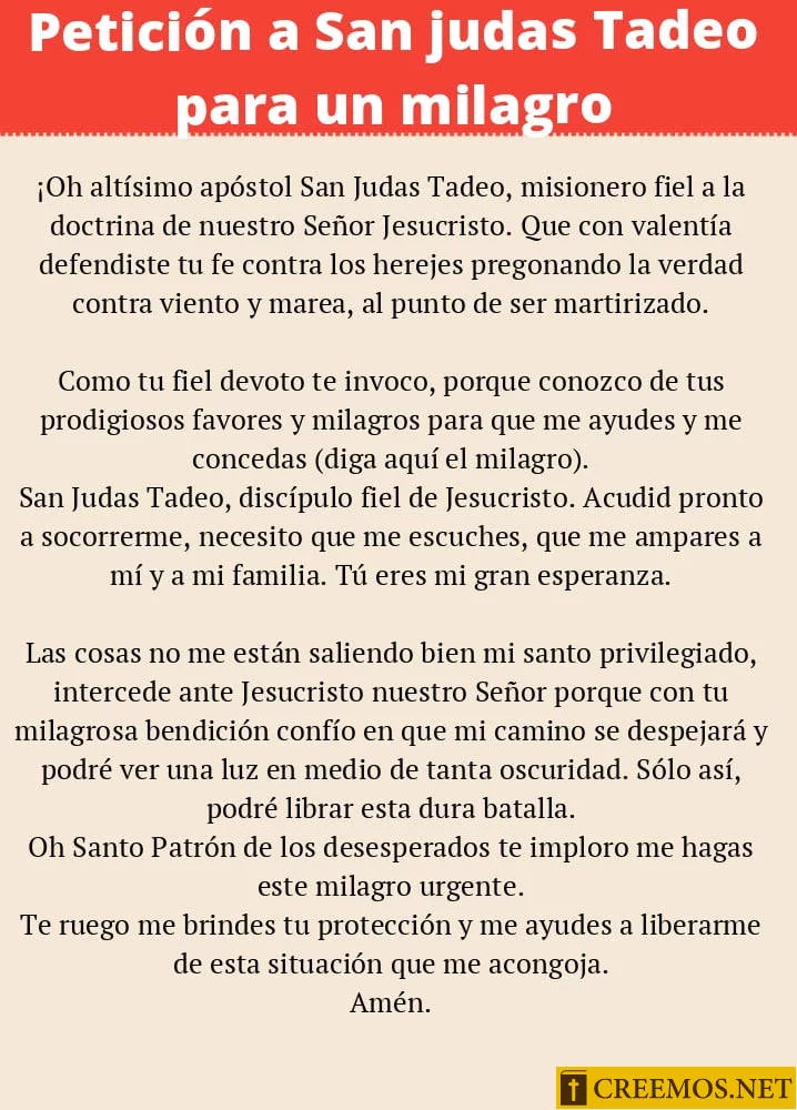 Petición a San Judas Tadeo para un milagro