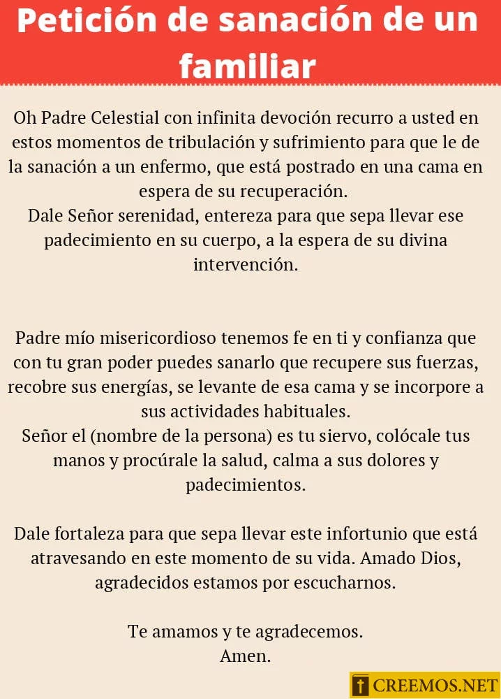 Petición de sanación de un familiar