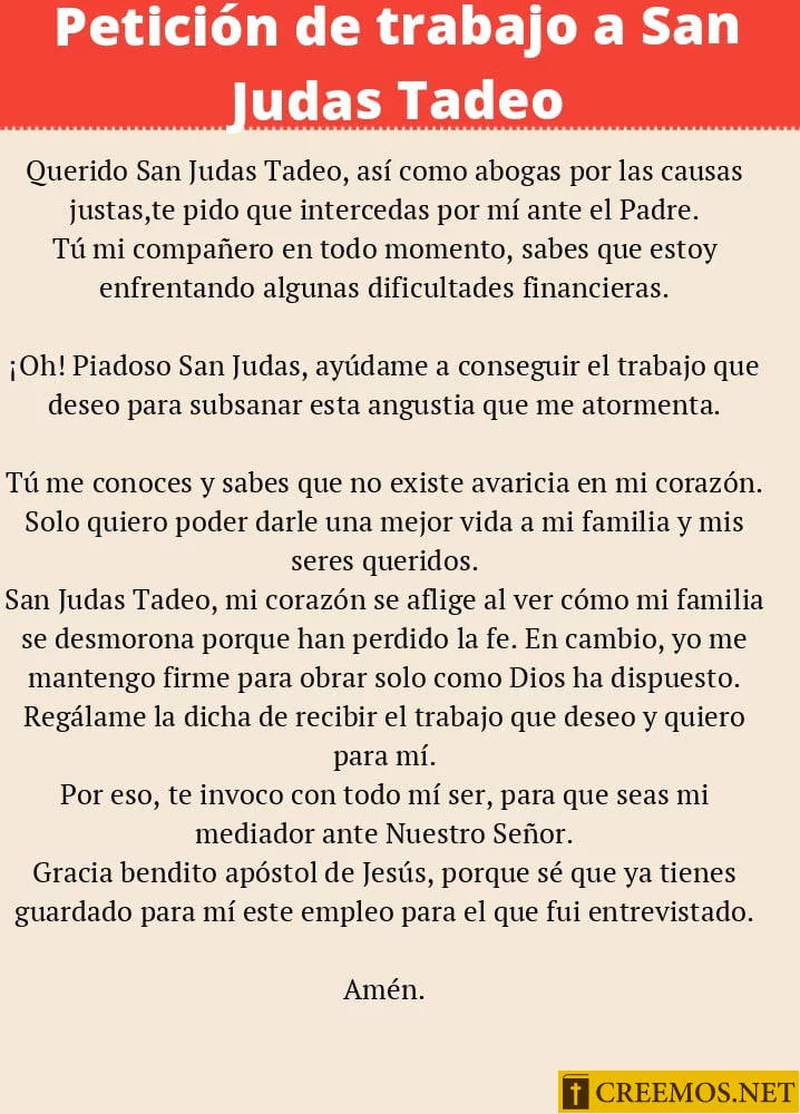Petición de trabajo a San Judas Tadeo