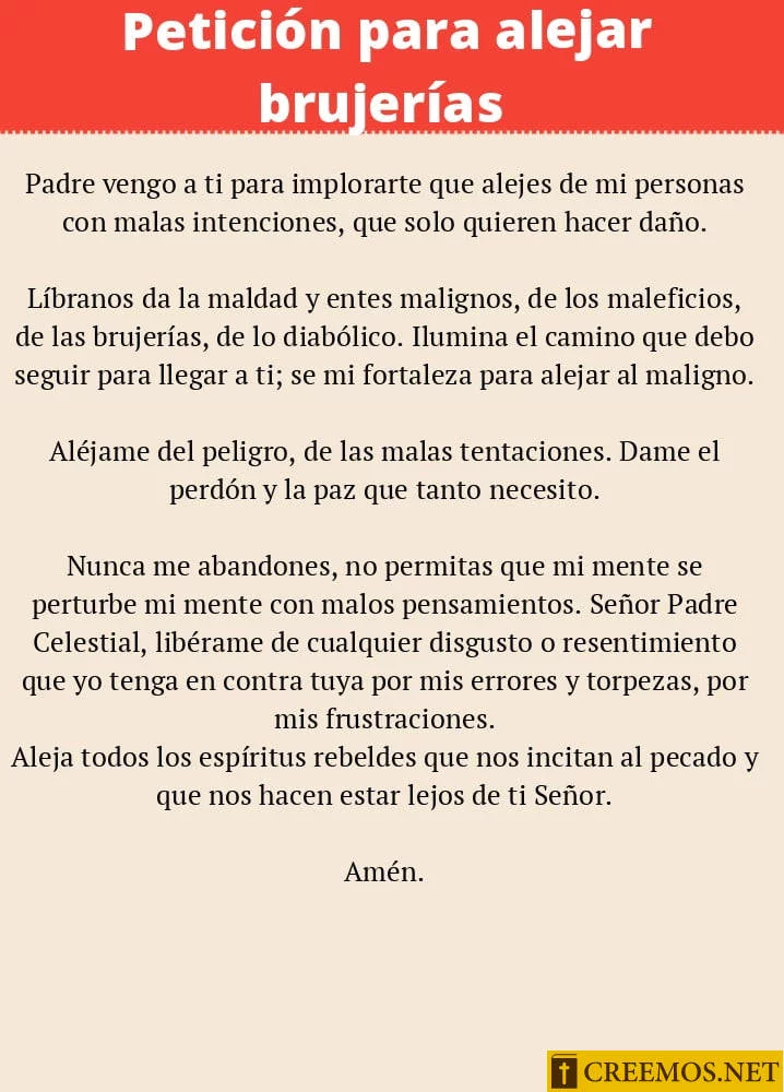 Petición para alejar brujerías