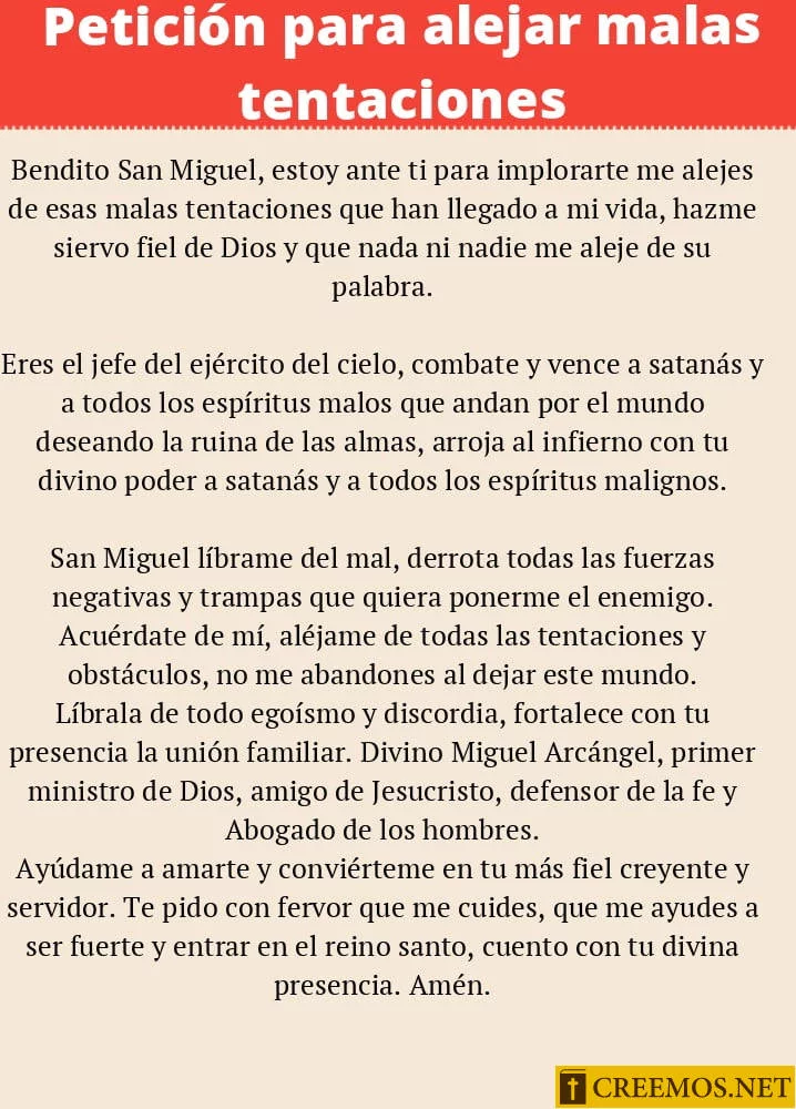 Petición para alejar las malas tentaciones