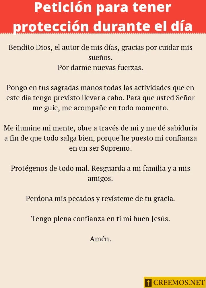 Petición para tener protección durante el día