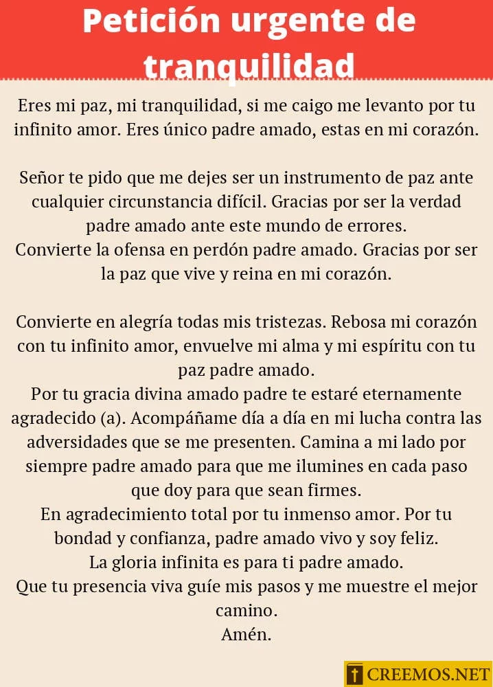 Petición urgente de tranquilidad