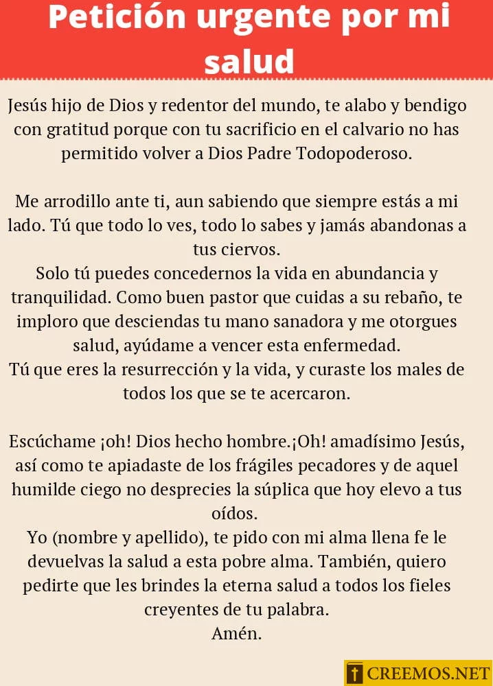 Petición urgente por mi salud