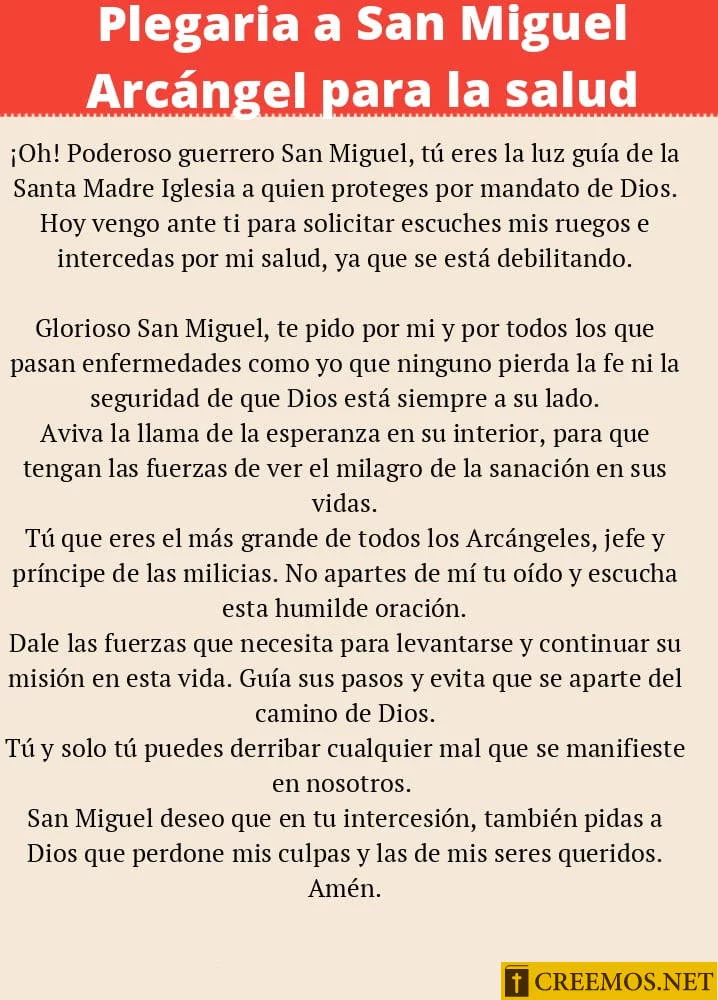 Plegaria a San Miguel Arcángel para la salud