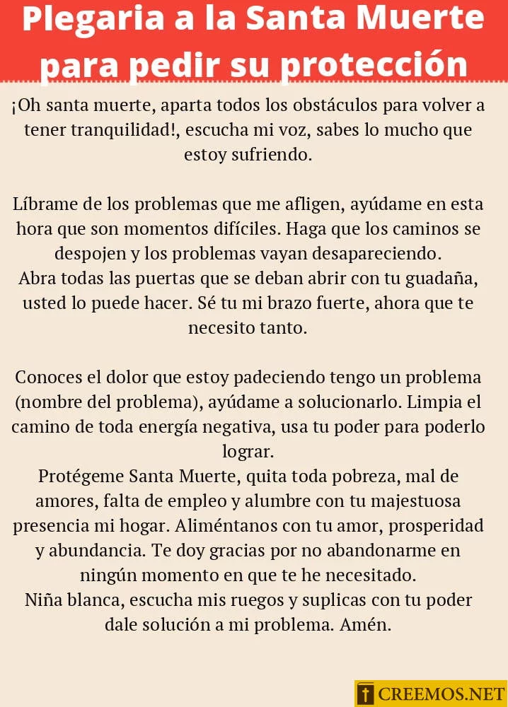 Plegaria a la Santa Muerte para pedir su protección