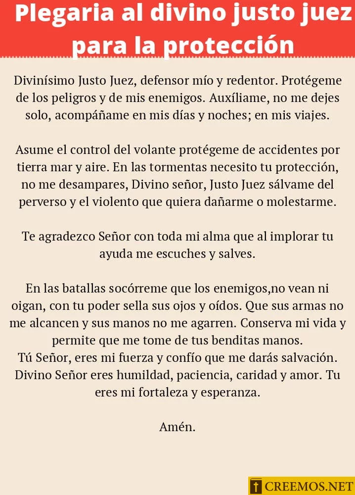 Plegaria al divino Justo Juez para la protección