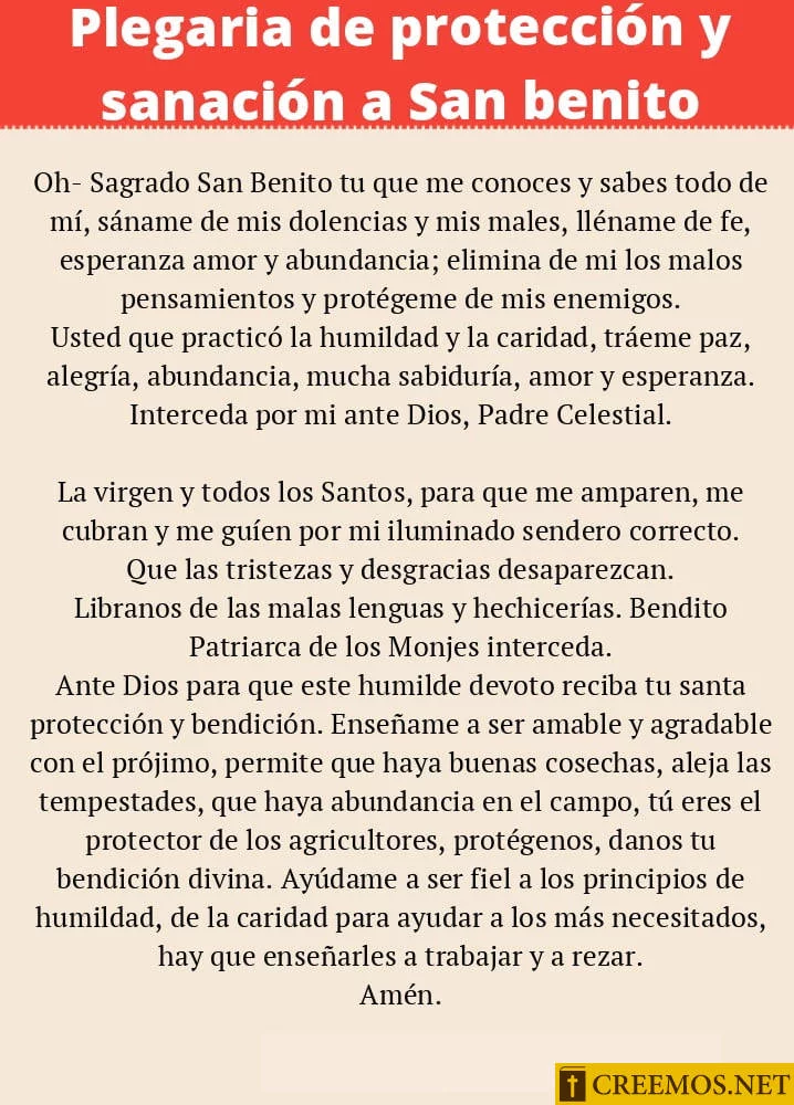 Plegaria de Protección y sanación de San Benito
