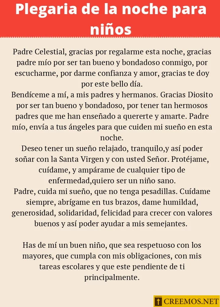 Plegaria de la noche para niños
