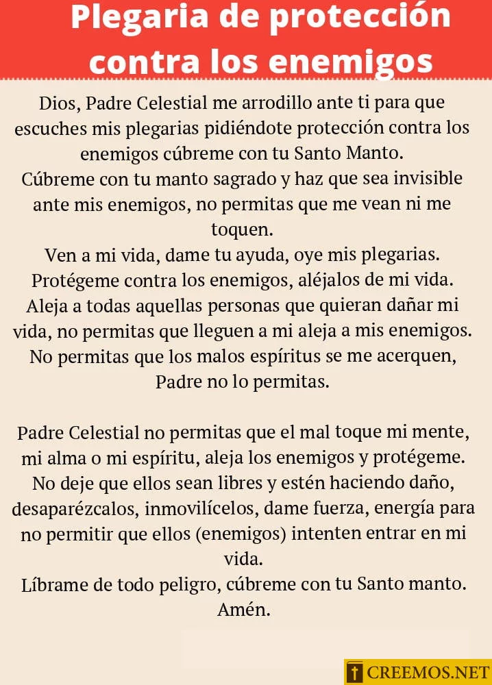 Plegaria de protección contra enemigos