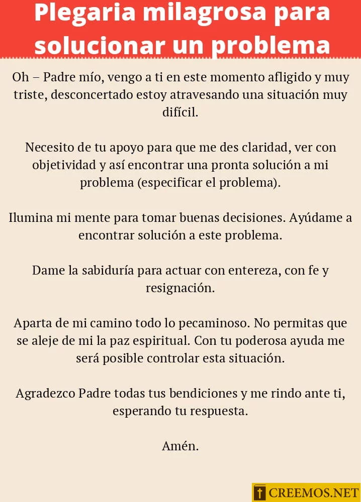 Plegaria milagrosa para solucionar un problema