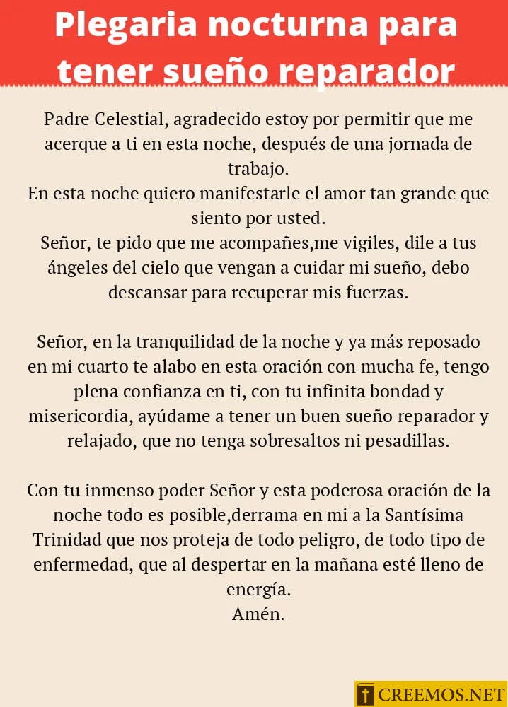 Plegaria nocturna para tener un sueño reparador