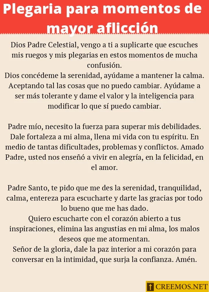 Plegaria para momentos de mayor aflicción