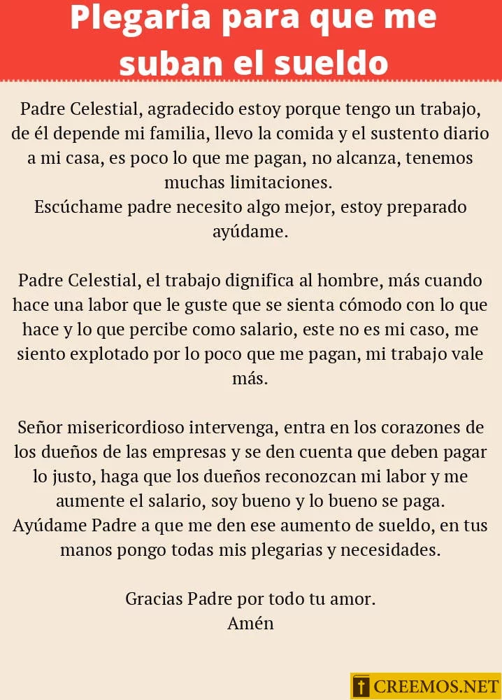 Plegaria para que me suban el sueldo