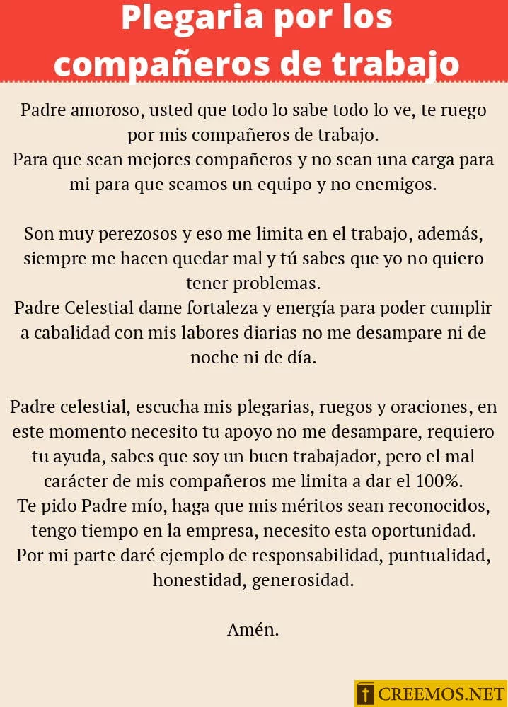 Plegaria por los compañeros de trabajo