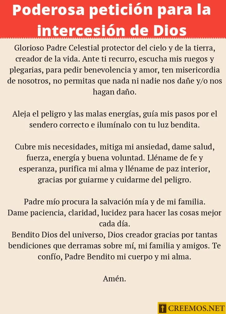 Poderosa petición para la intercesión de Dios