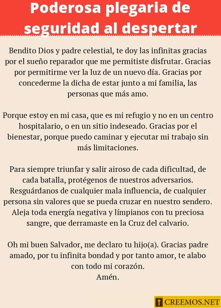 Poderosa plegaria de seguridad al despertar