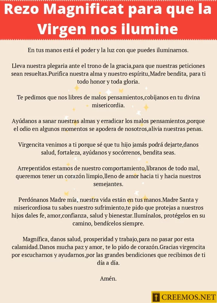 Rezo Magnificat para que la virgen nos ilumine