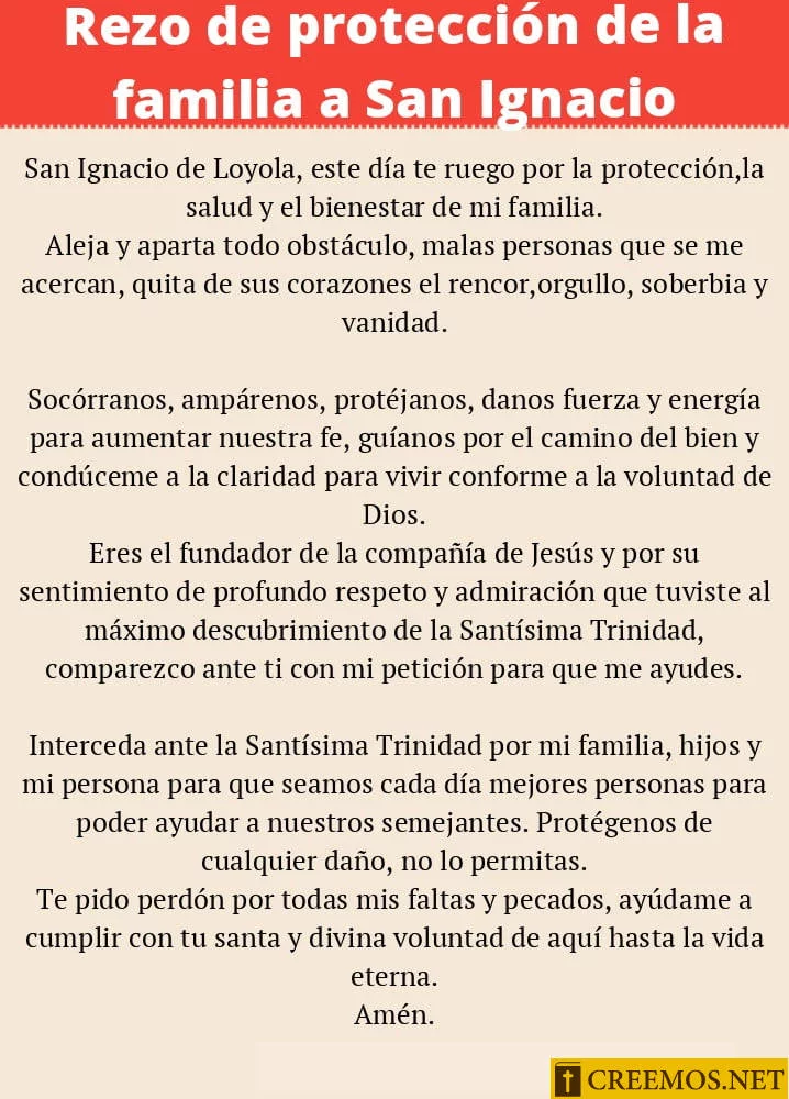 Rezo de Protección de la familia a San Ignacio