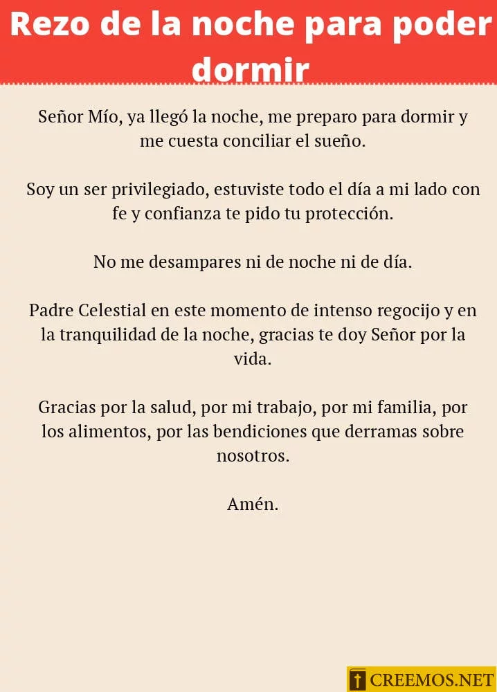 Rezo de la noche para poder dormir