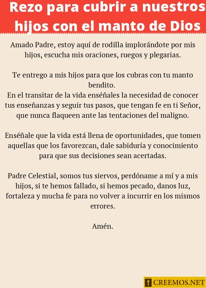 Rezo para cubrir a nuestros hijos con el manto de Dios