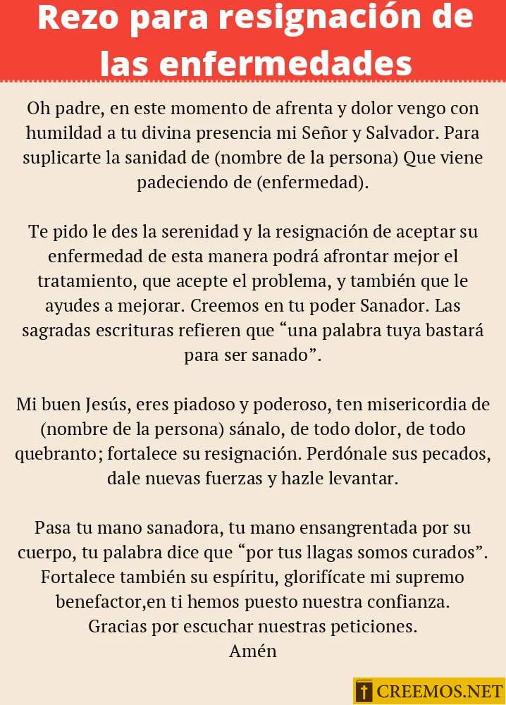 Rezo para resignación de las enfermedades